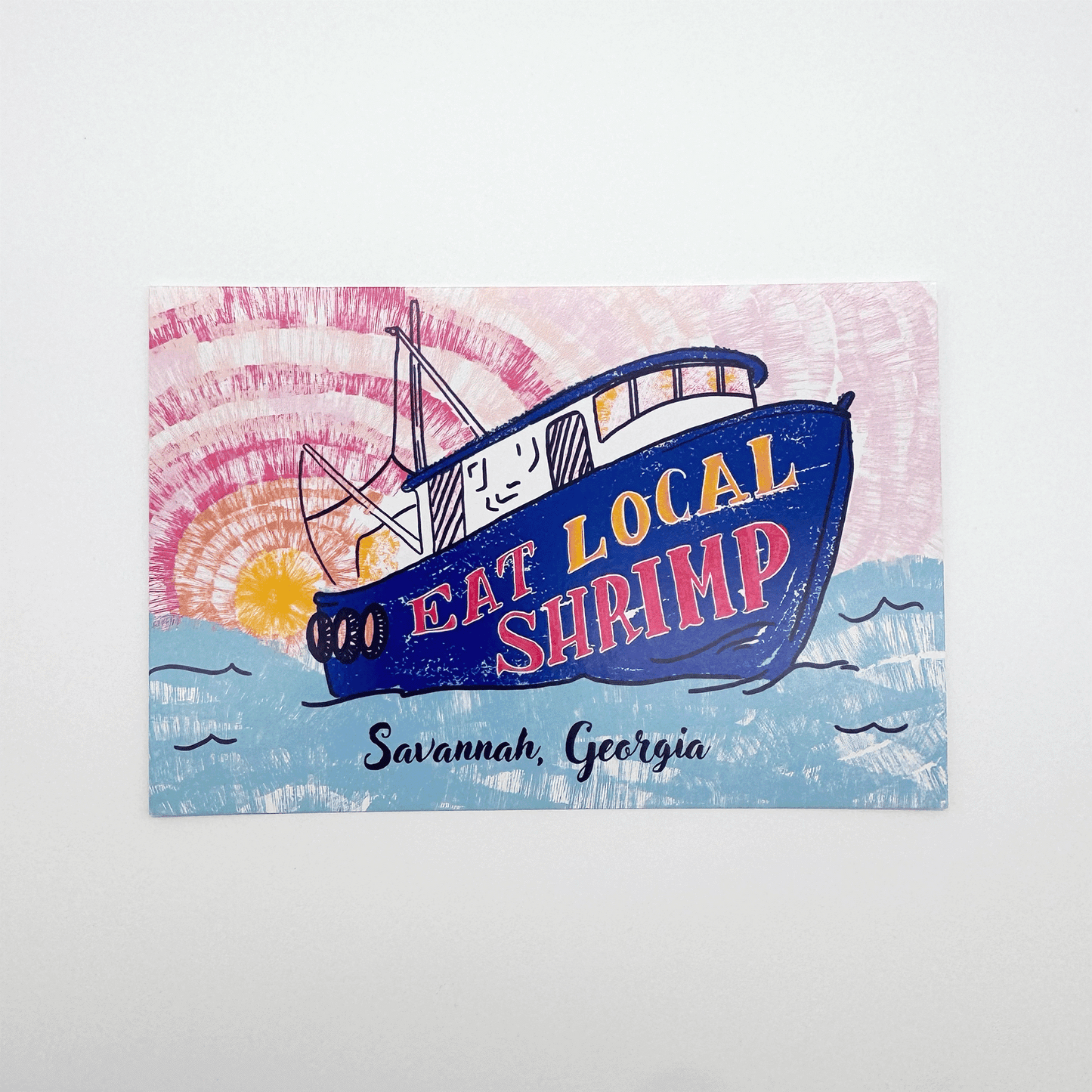 Eat Local Shrimp Savannah Postcard