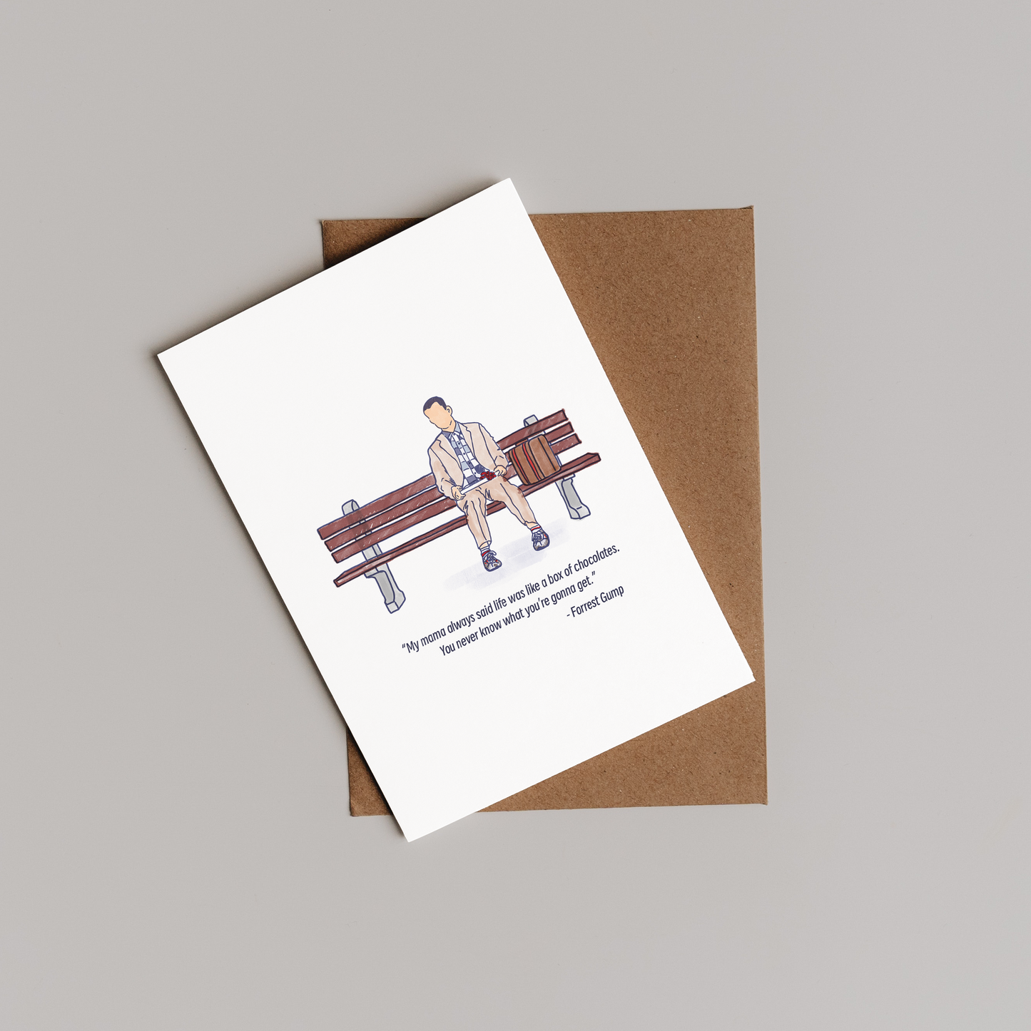 Forrest Gump Bench + Quote Greeting Card