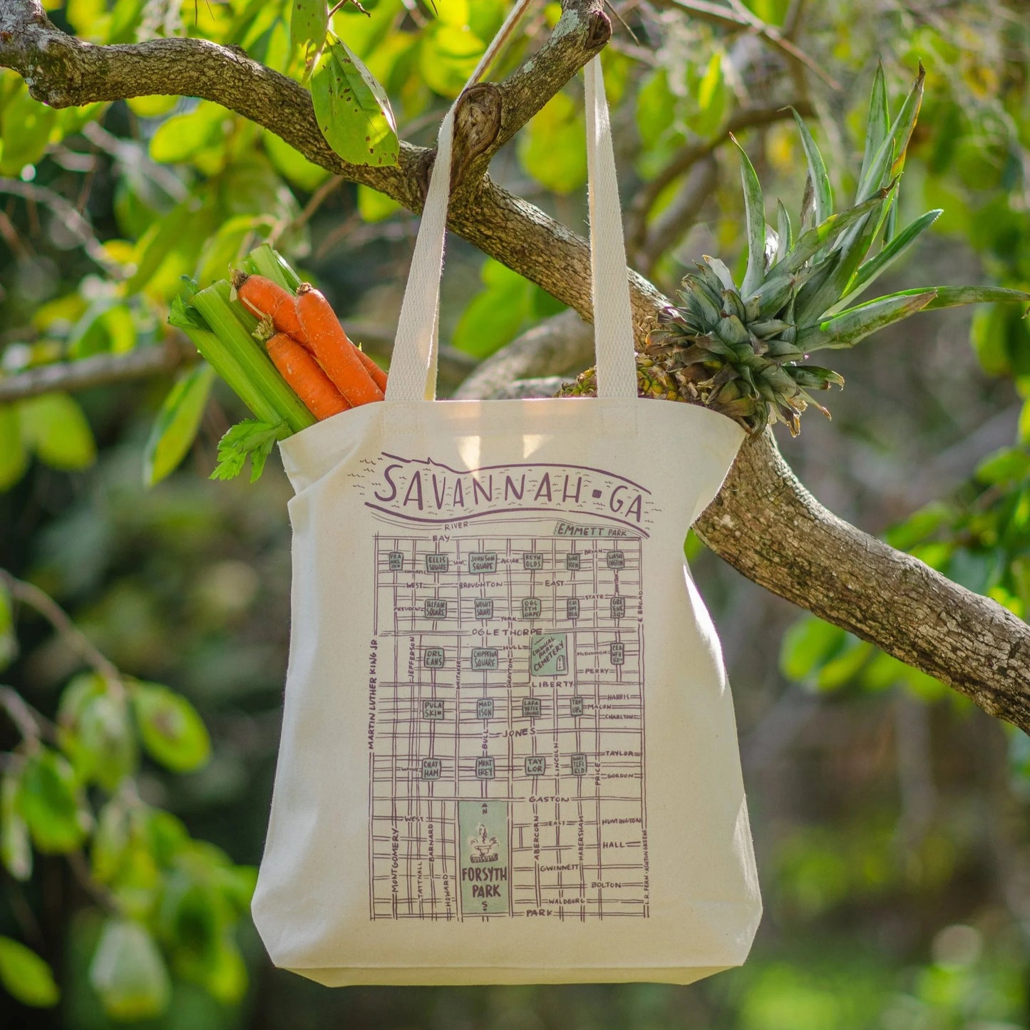 Savannah Grids & Squares Canvas Tote Bag