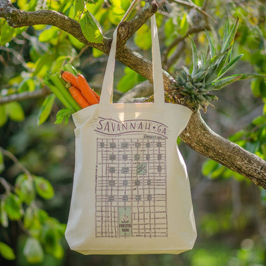 Savannah Grids & Squares Canvas Tote Bag