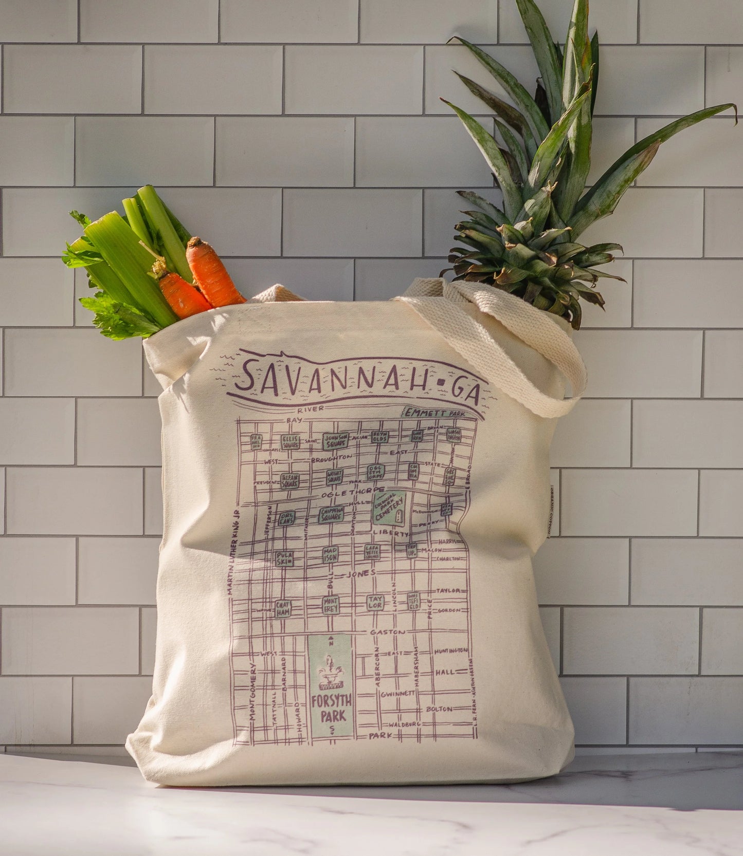 Savannah Grids & Squares Canvas Tote Bag