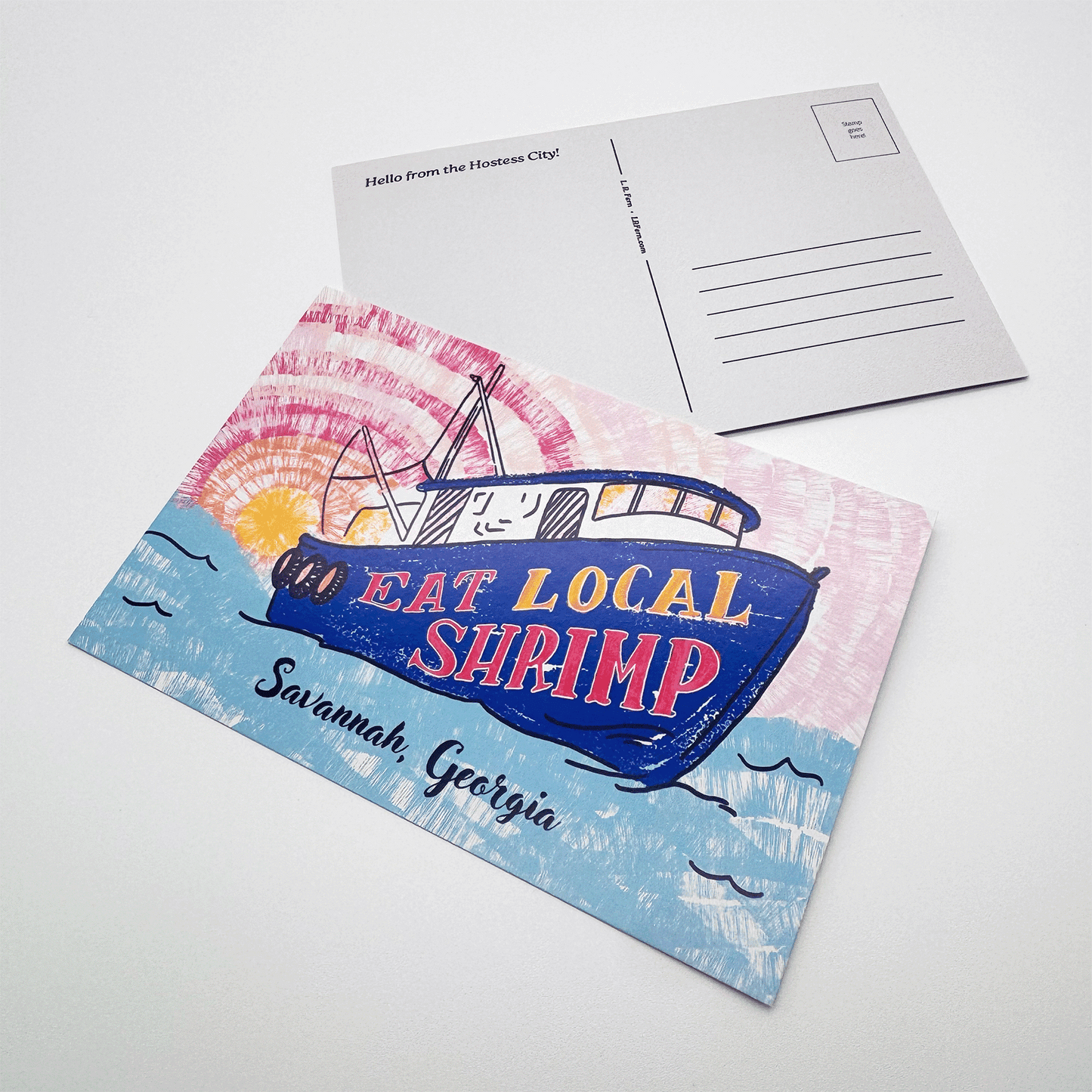 Eat Local Shrimp Savannah Postcard