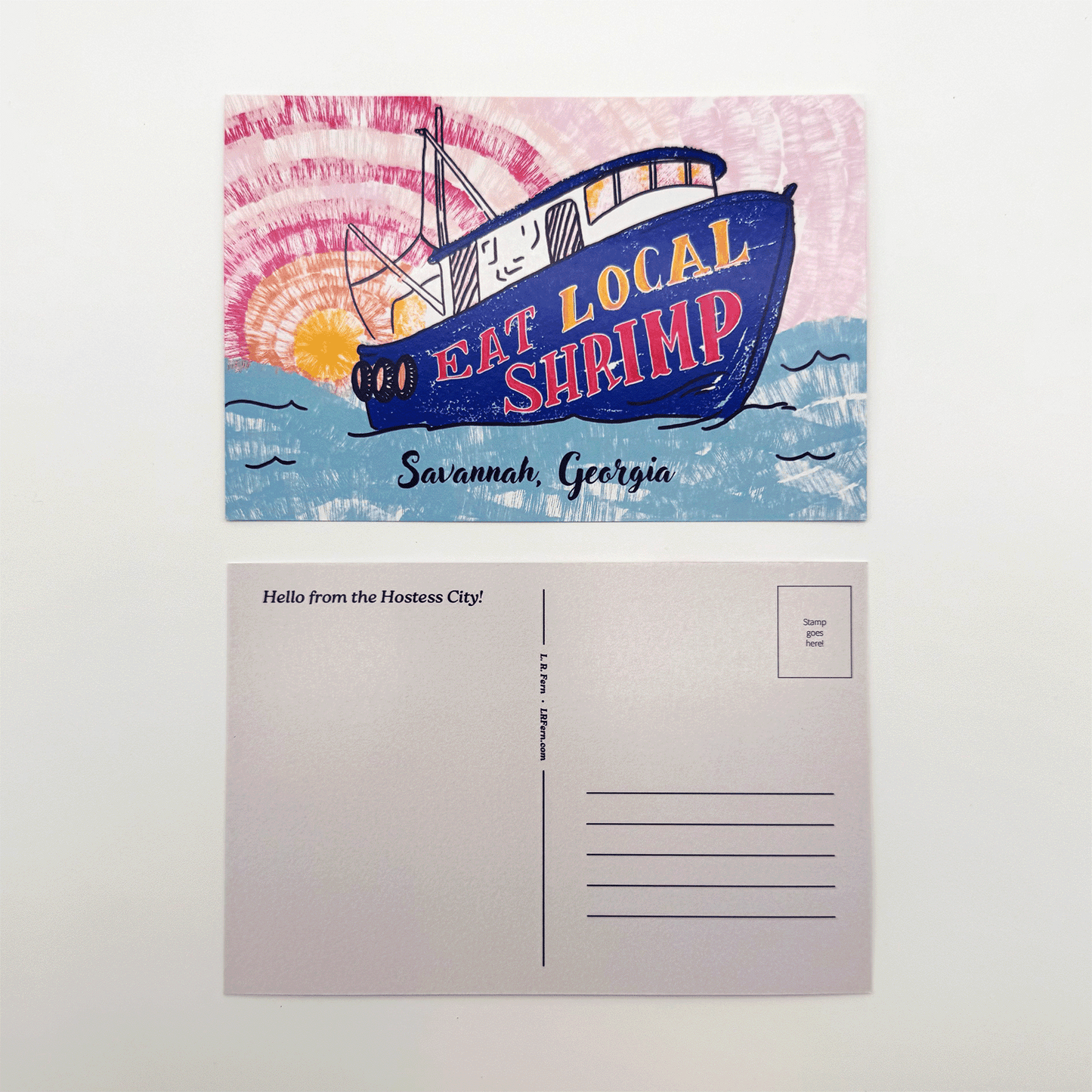 Eat Local Shrimp Savannah Postcard