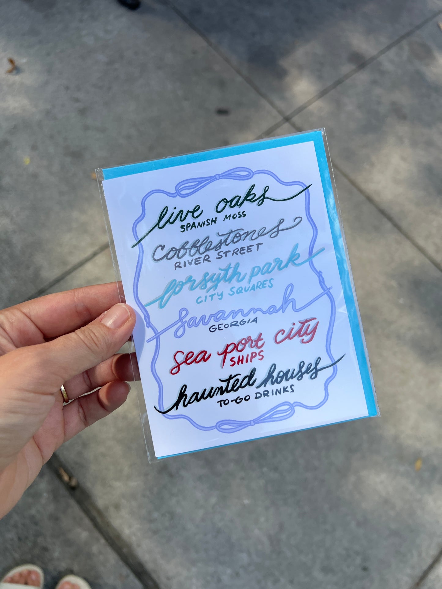 Savannah Script and Bows Greeting Card