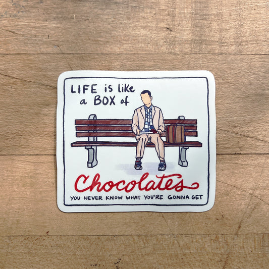Forrest Gump Bench + Quote Sticker