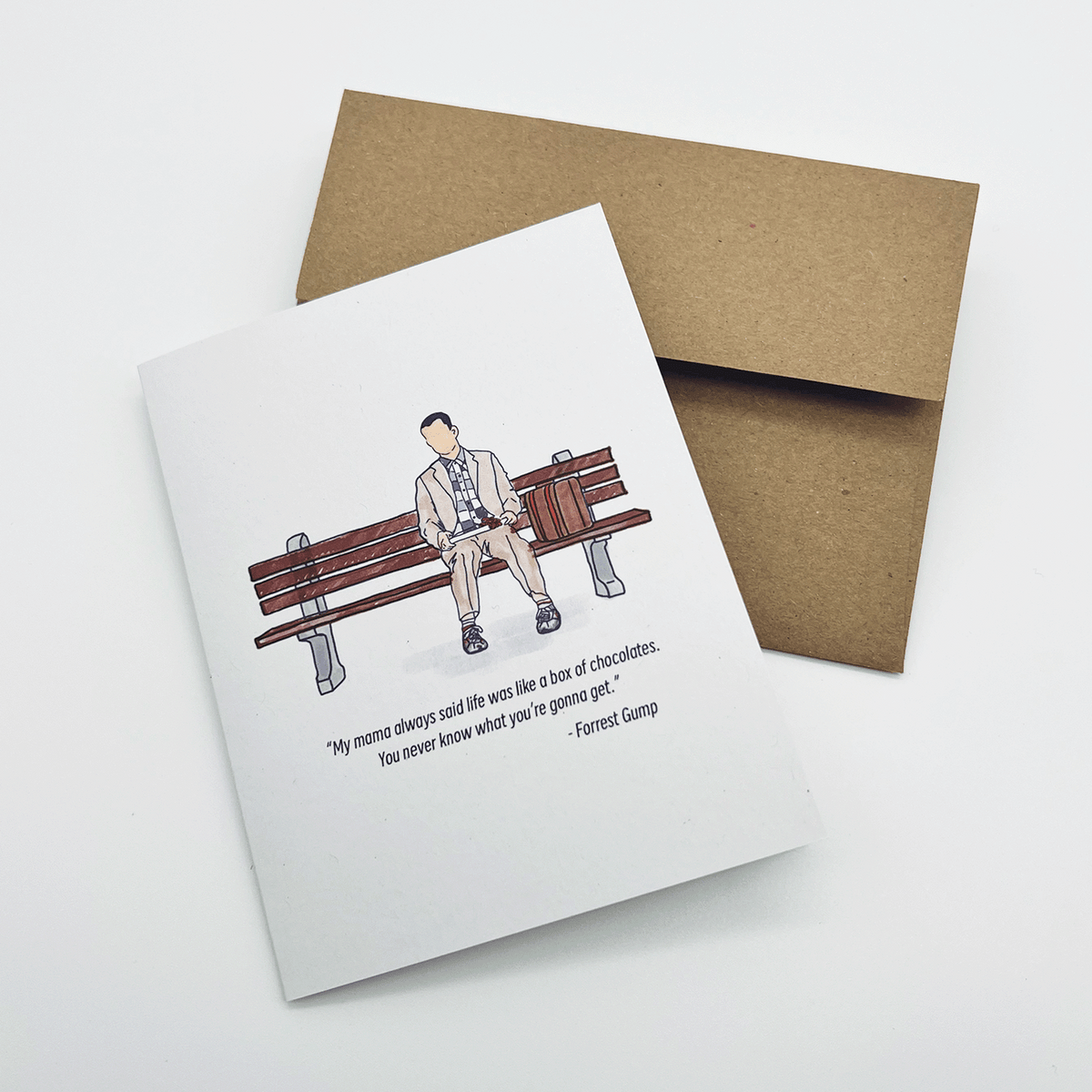 Forrest Gump Bench + Quote Greeting Card