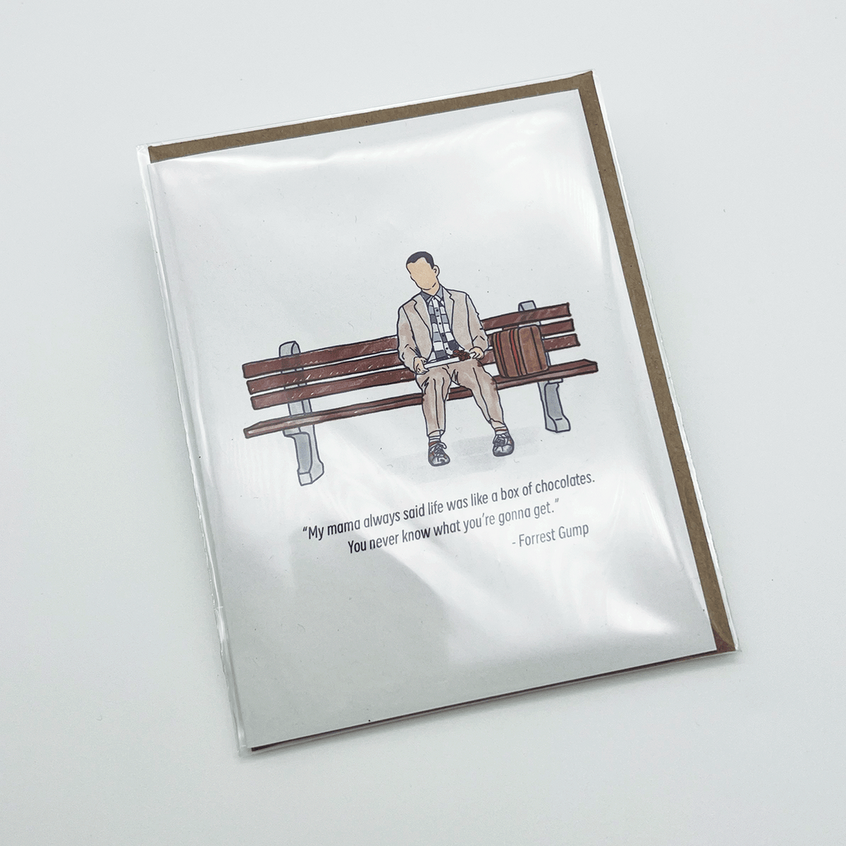 Forrest Gump Bench + Quote Greeting Card