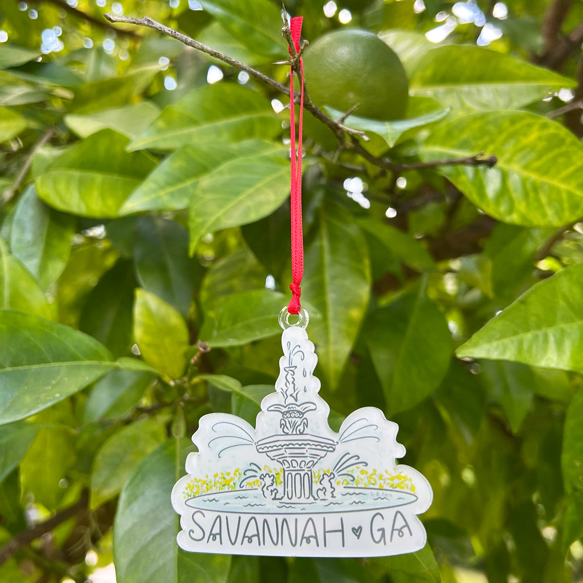 NEW Forsyth Park Fountain Savannah Holiday Ornament