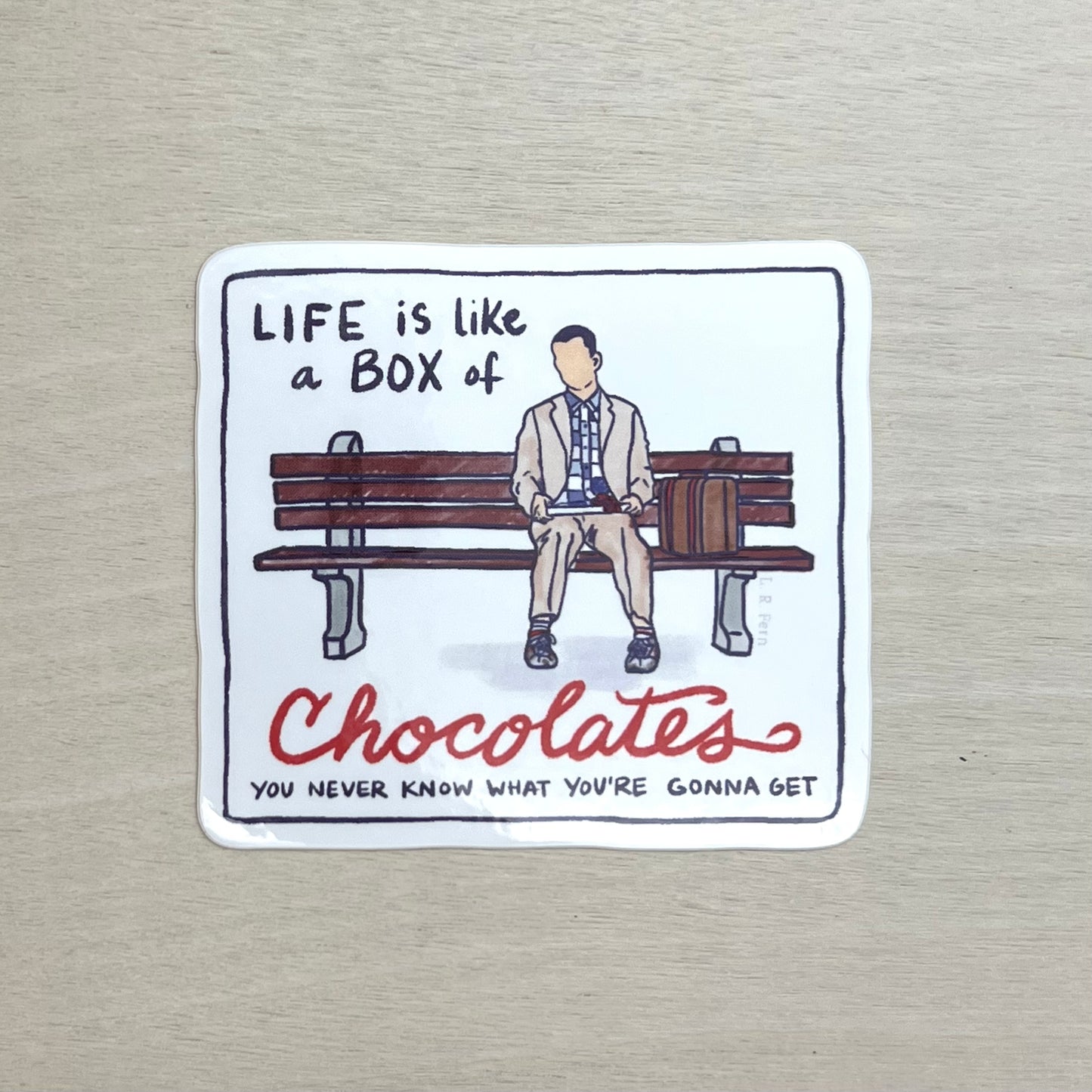 Forrest Gump Bench + Quote Sticker