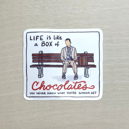 Forrest Gump Bench + Quote Sticker