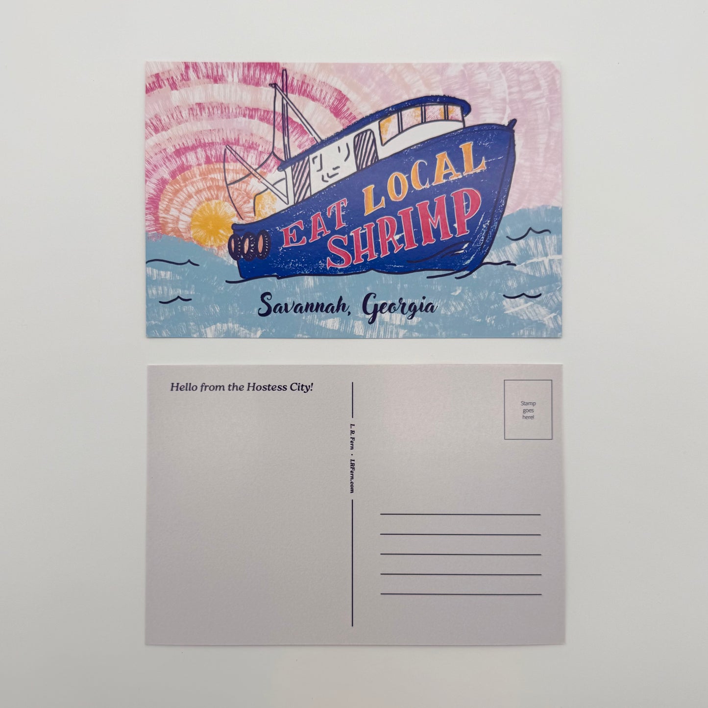 Eat Local Shrimp Savannah Postcard