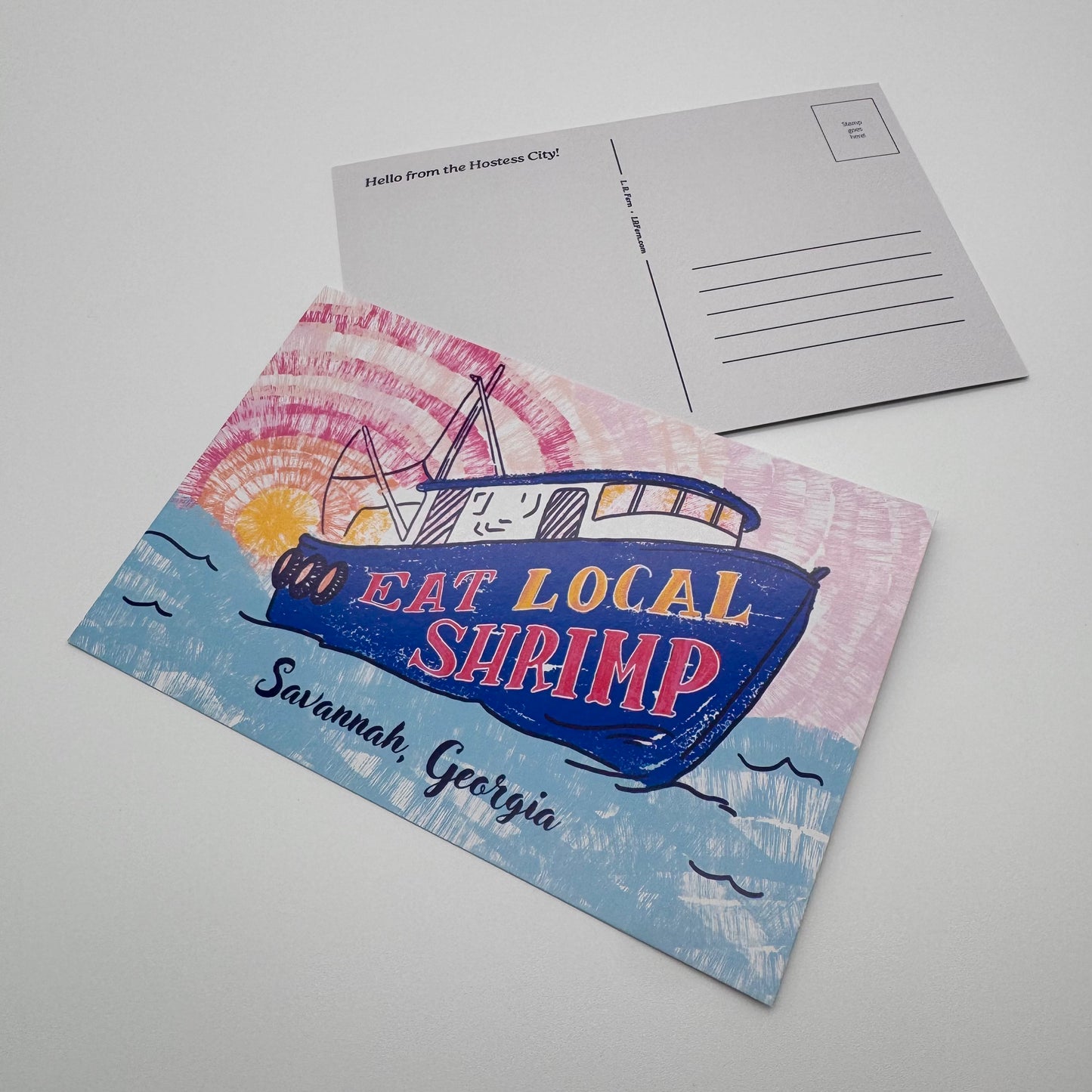 Eat Local Shrimp Savannah Postcard