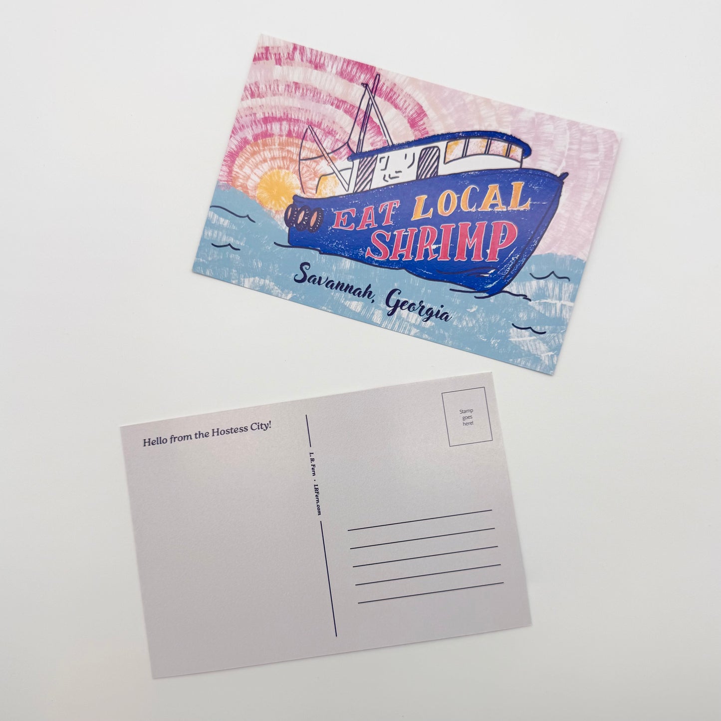 Eat Local Shrimp Savannah Postcard