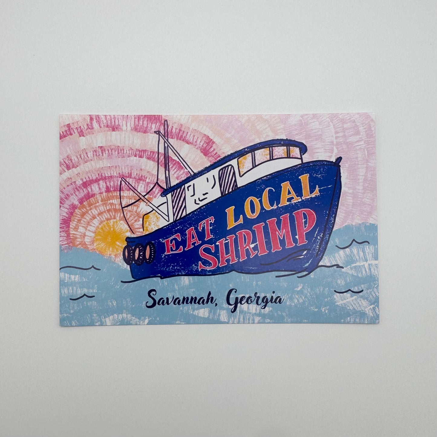 Eat Local Shrimp Savannah Postcard