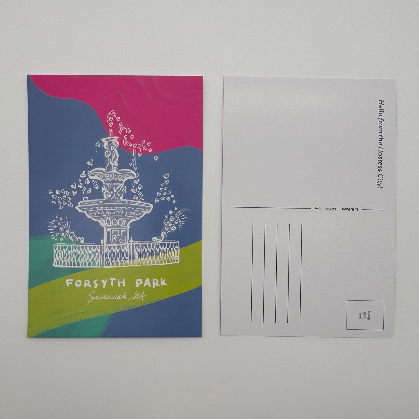 Colorful Forsyth Fountain Postcard