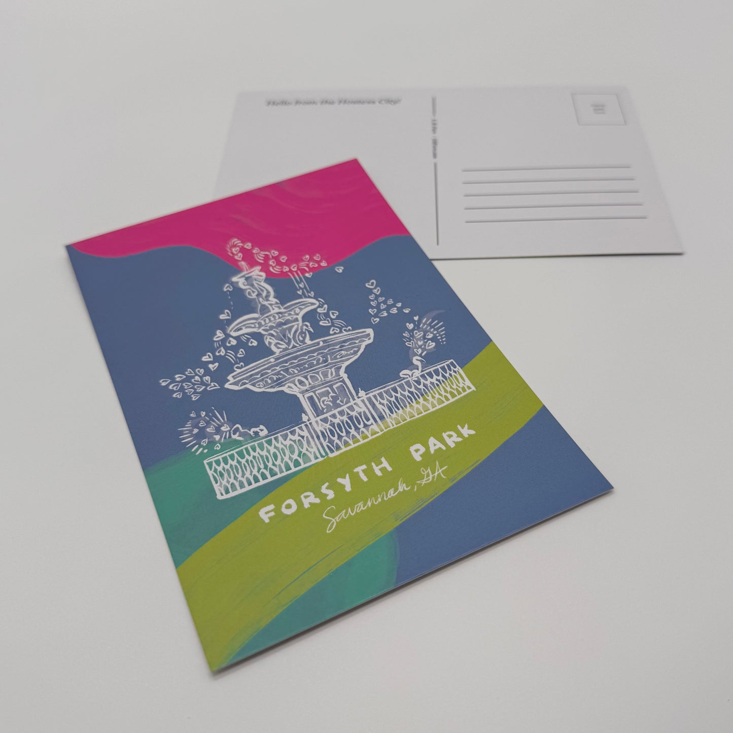 Colorful Forsyth Fountain Postcard