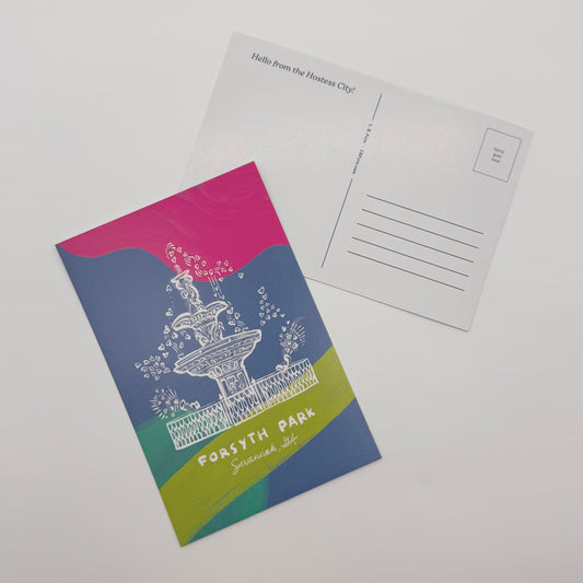 Colorful Forsyth Fountain Postcard