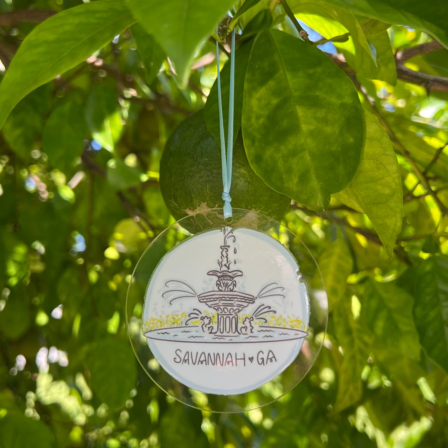 Forsyth Park Fountain Savannah Round Holiday Ornament