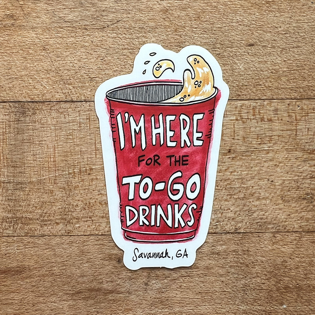 Here for the To-Go Drinks Sticker