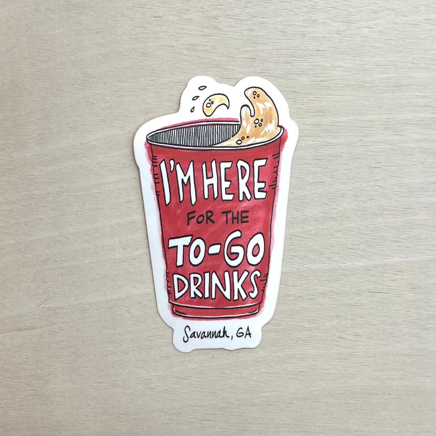 Here for the To-Go Drinks Sticker